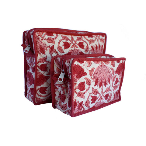 Lotus Toiletry Bags with piping