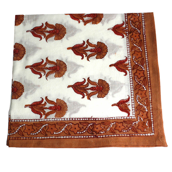 Rust floral woodblock print napkins