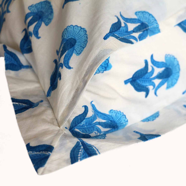 Jaipur Blue Floral Wood-Block Pillow Shams