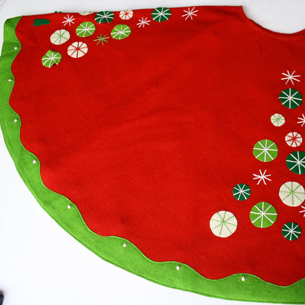 Hand stitched button tree skirt