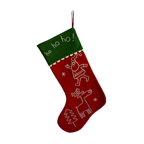 Ho Ho Ho wool felt Christmas stocking