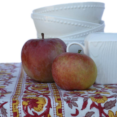 Indian floral wood-block printed table cloth