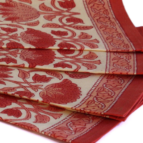 Indian printed bohemian napkins with lotus flowers