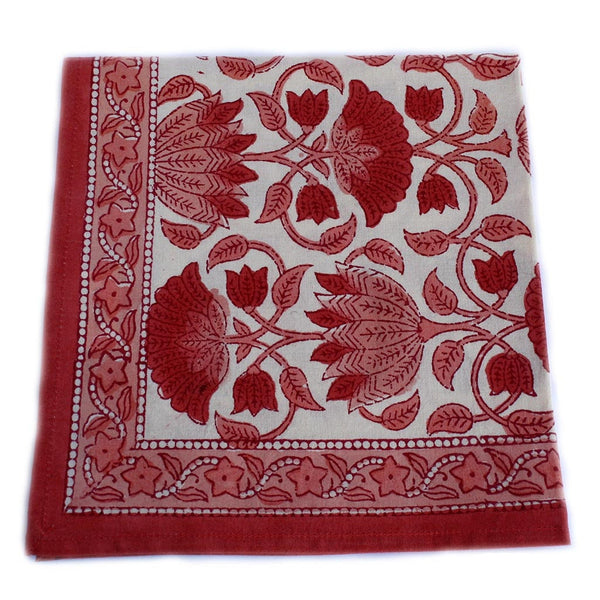 Indian printed bohemian napkins with lotus flowers