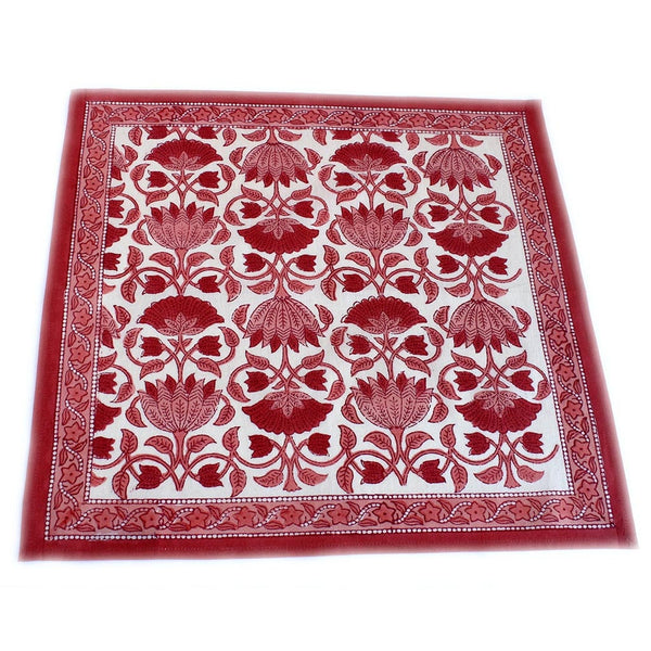 Indian printed bohemian napkins with lotus flowers