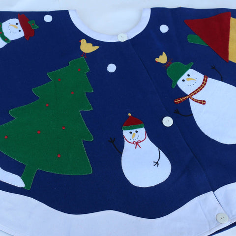 Snowmen venture out to pick up their tree Christmas tree skirt