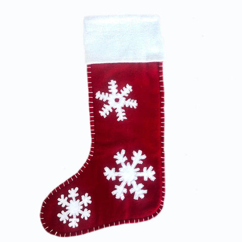 Silver snowflake Christmas stocking