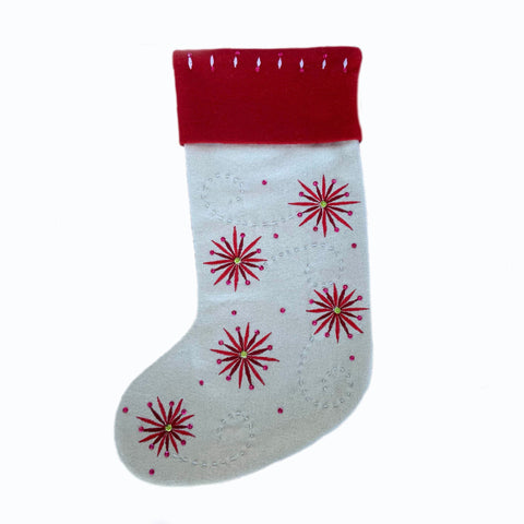 Pink fireworks holiday stocking