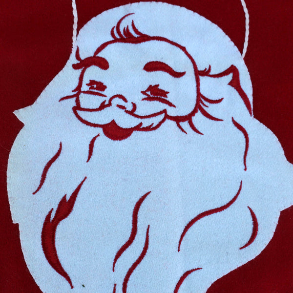 Vintage Santa in hat Tree Skirt Hand Embroidered Wool Felt