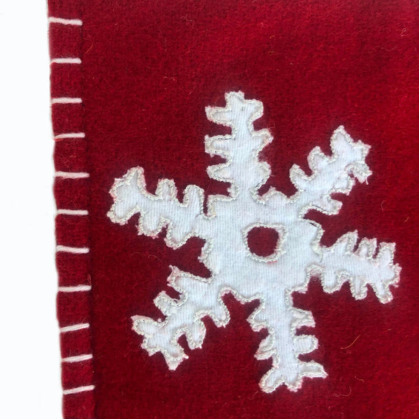 Silver snowflake Christmas stocking