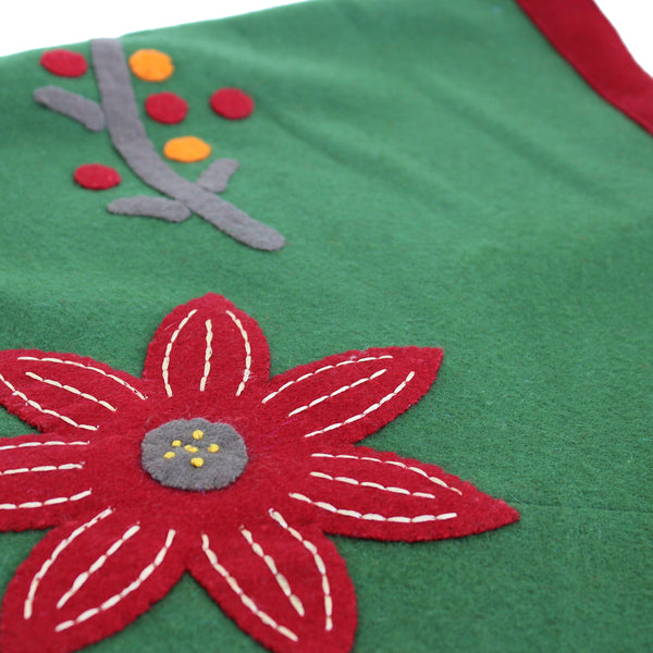 Big red flowers wool felt tree skirt