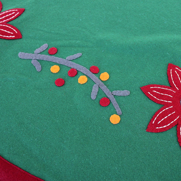 Big red flowers wool felt tree skirt