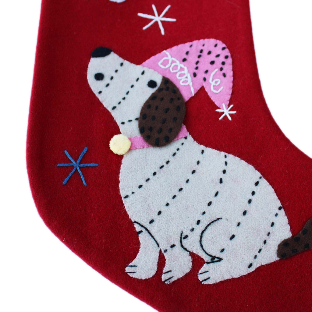 Give a dog a bone wool felt Christmas stocking – Santosha Home