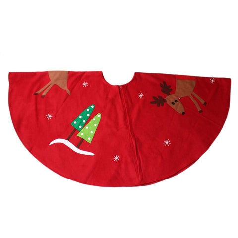 Reindeer and polka dot pine tree christmas tree skirt