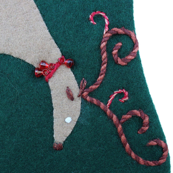 Graizing deer green Christmas stocking