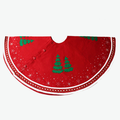 pine tree silhouette red Christmas Tree skirt