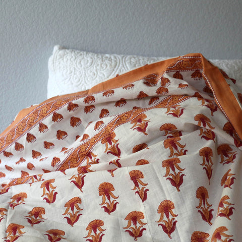 Rust floral Boho Duvet Cover