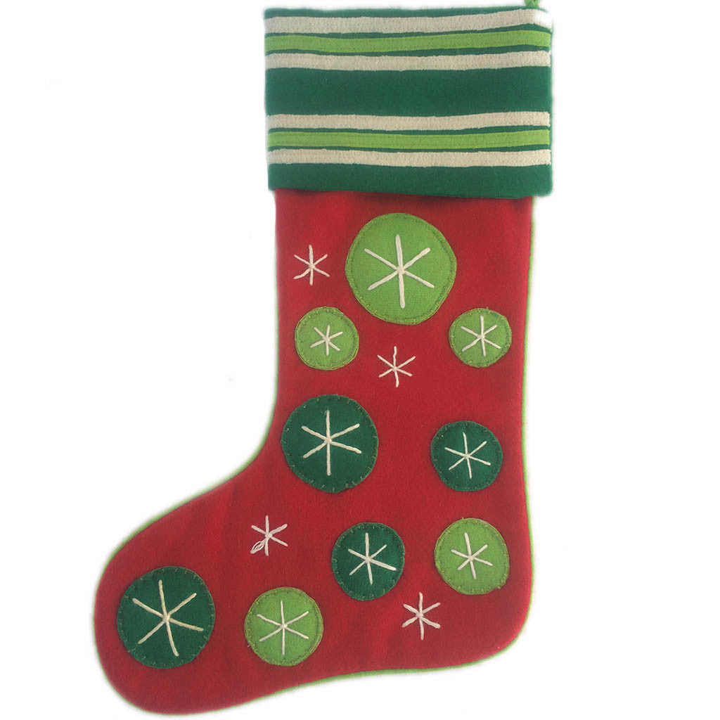 Indian Embroidered Snowflake Stocking